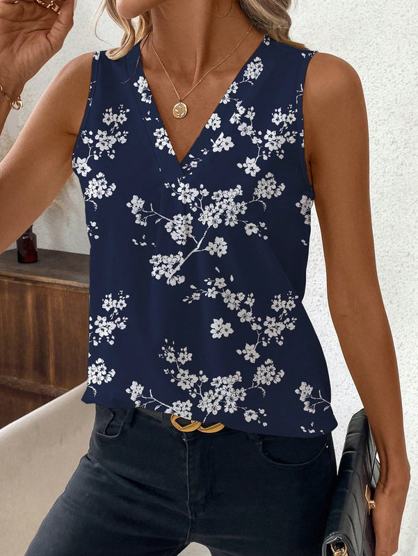 Clasi Body sin mangas con escote en V y estampado floral para mujeres, verano