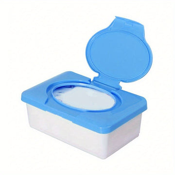 1pc Caja de Almacenamiento para Toallitas con Tapa - Dispensador de 80 Paños, Estuche Duradero de Plástico Compacto 19.51x11.99x7.49cm, Organizador Clásico para Baño o Dormitorio (Rojo/Azul), Diseño Minimalista y Fácil Limpieza
