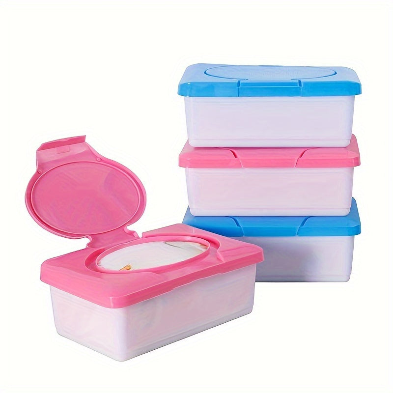 1pc Caja de Almacenamiento para Toallitas con Tapa - Dispensador de 80 Paños, Estuche Duradero de Plástico Compacto 19.51x11.99x7.49cm, Organizador Clásico para Baño o Dormitorio (Rojo/Azul), Diseño Minimalista y Fácil Limpieza