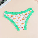Paquete de 2 tangas y bragas con estampado integral para mujer, lindos patrones de tigres de dibujos animados para el Dia de San Valentin, comodos detalles de encaje de ropa interior intima, lenceria y ropa interior femenina