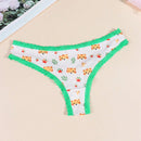 Paquete de 2 tangas y bragas con estampado integral para mujer, lindos patrones de tigres de dibujos animados para el Dia de San Valentin, comodos detalles de encaje de ropa interior intima, lenceria y ropa interior femenina