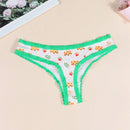 Paquete de 2 tangas y bragas con estampado integral para mujer, lindos patrones de tigres de dibujos animados para el Dia de San Valentin, comodos detalles de encaje de ropa interior intima, lenceria y ropa interior femenina