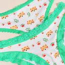 Paquete de 2 tangas y bragas con estampado integral para mujer, lindos patrones de tigres de dibujos animados para el Dia de San Valentin, comodos detalles de encaje de ropa interior intima, lenceria y ropa interior femenina