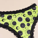 Morvia 4 piezas de calzones tipo hipster romanticos de encaje de contraste, bragas intimas tipo brief de la ropa interior y lenceria de mujer con estampado de estrellas, luna, planetas, cielo nocturno y constelaciones allover estilo bohemio