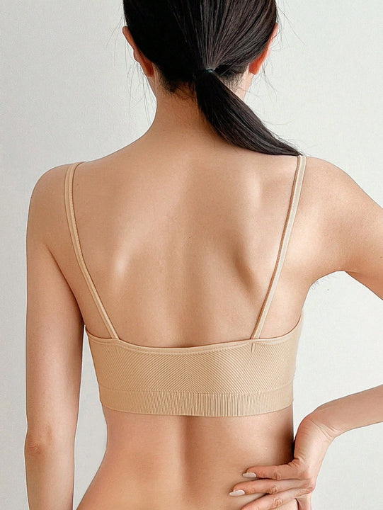 DAZY Sosten de ropa interior de punto reunido, delgado, comodo y transpirable con costillas