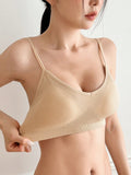 DAZY Sosten de ropa interior de punto reunido, delgado, comodo y transpirable con costillas