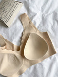 DAZY Sencillo Bra de estilo de chaleco sin costuras con bordes de onda