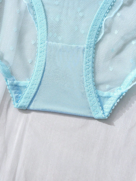 Conjunto de ropa interior de malla transparente para mujer con detalles decorativos de lazo