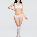 ROMWE Kawaii Conjunto De Ropa Interior Dulce Y Encantador Con Encaje Y Decoracion De Lazo