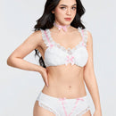 ROMWE Kawaii Conjunto De Ropa Interior Dulce Y Encantador Con Encaje Y Decoracion De Lazo