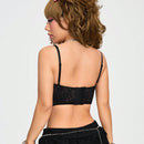 NEW ROMWE J-Fashion Sujetador tipo cami con encaje y ribete de leopardo con aros y sexy