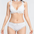 ROMWE Kawaii Conjunto De Lenceria Con Ribete De Encaje Decorado Con Lazo Para Mujer