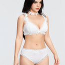 ROMWE Kawaii Conjunto De Lenceria Con Ribete De Encaje Decorado Con Lazo Para Mujer