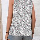 LUNE Camisa suelta sin mangas con cuello en V y estampado floral para mujer estilo veraniego de vacaciones