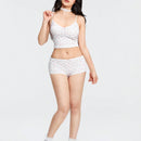 ROMWE Kawaii Conjuntos de ropa interior de mujeres con lunares de cereza, tejido de punto acanalado a rayas sin cableado