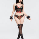 ROMWE Kawaii Conjunto de lenceria sexy bordado con cerezas para chicas rurales.