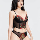 ROMWE Kawaii Conjunto de lenceria sexy bordado con cerezas para chicas rurales.