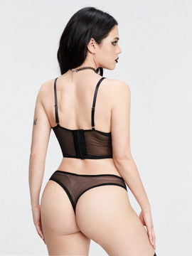 ROMWE Kawaii Conjunto de lenceria sexy bordado con cerezas para chicas rurales.