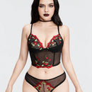 ROMWE Kawaii Conjunto de lenceria sexy bordado con cerezas para chicas rurales.