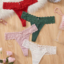 4 piezas Tanga de unicolor con encaje