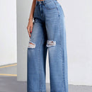 Tall Jeans de pierna ancha rasgados para mujeres