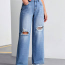 Tall Jeans de pierna ancha rasgados para mujeres