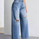 Tall Jeans de pierna ancha rasgados para mujeres