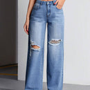 Tall Jeans de pierna ancha rasgados para mujeres