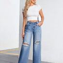 Tall Jeans de pierna ancha rasgados para mujeres