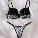 Conjunto de Brasier y Tangas de estampado de leopardo con soporte, 2 piezas