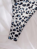 Conjunto de Brasier y Tangas de estampado de leopardo con soporte, 2 piezas