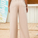 VCAY Pantalones de mezclilla de pierna ancha de unicolor para mujer, ideales para vacaciones en la playa