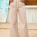 VCAY Pantalones de mezclilla de pierna ancha de unicolor para mujer, ideales para vacaciones en la playa