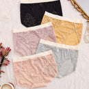 5pcs/paquete braguitas triangulares para mujeres con encaje en color de contraste