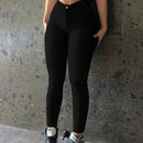 Pantalones femeninos simples y ajustados para uso diario con tobillos estrechos