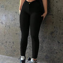 Pantalones femeninos simples y ajustados para uso diario con tobillos estrechos