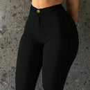 Pantalones femeninos simples y ajustados para uso diario con tobillos estrechos