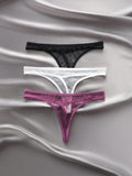 Classic Sexy Mujeres Sexy Encaje Diario Tangas A Juego (Conjunto De 3)