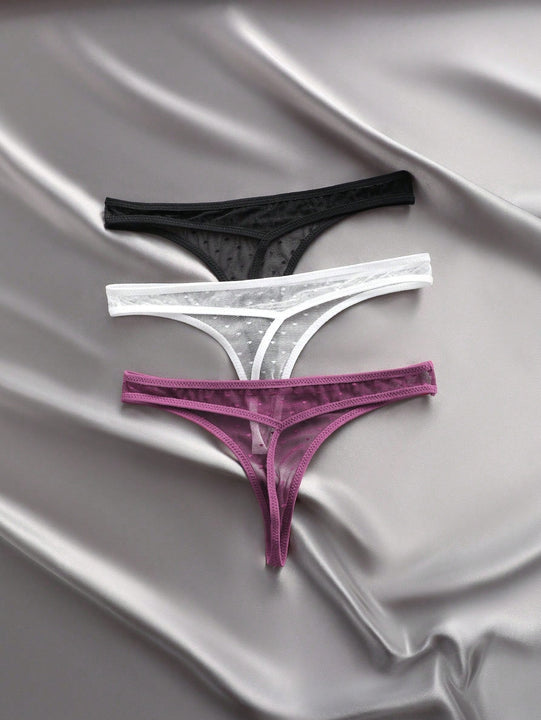 Classic Sexy Mujeres Sexy Encaje Diario Tangas A Juego (Conjunto De 3)