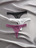 Classic Sexy Mujeres Sexy Encaje Diario Tangas A Juego (Conjunto De 3)