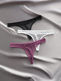 Classic Sexy Mujeres Sexy Encaje Diario Tangas A Juego (Conjunto De 3)