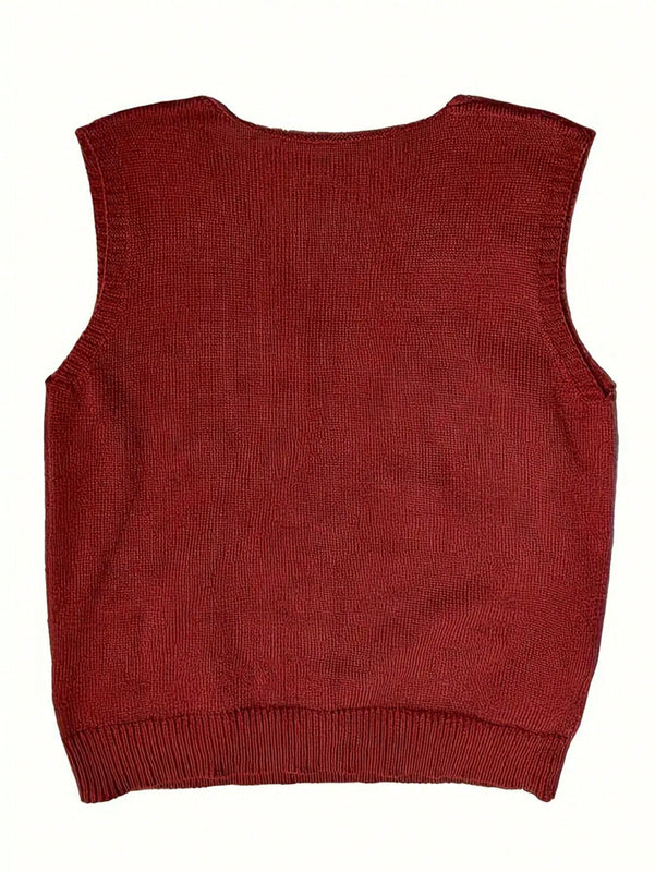 Essnce Chaleco de sueter casual de primavera con cuello en V y unicolor para mujeres