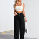 Tall Pantalones Jeans informales flojos de moda para mujeres en unicolor