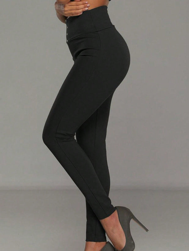 Essnce Pantalones casuales ajustados de talle alto con hebilla de metal