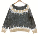 LUNE Sueter holgado de cuello redondo y jacquard para uso casual