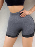 1 pieza shorts de yoga de cintura alta sin costuras amarillos, shorts comodos y transpirables con control de abdomen y levantamiento