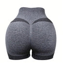 1 pieza shorts de yoga de cintura alta sin costuras amarillos, shorts comodos y transpirables con control de abdomen y levantamiento