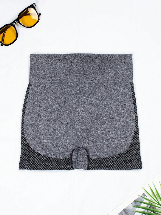 1 pieza shorts de yoga de cintura alta sin costuras amarillos, shorts comodos y transpirables con control de abdomen y levantamiento