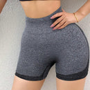 1 pieza shorts de yoga de cintura alta sin costuras amarillos, shorts comodos y transpirables con control de abdomen y levantamiento