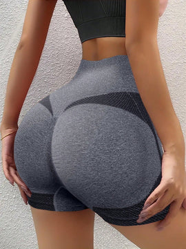 1 pieza shorts de yoga de cintura alta sin costuras amarillos, shorts comodos y transpirables con control de abdomen y levantamiento